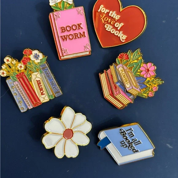 Book Worm Pink Enamel Pin - Women Jewelry - Picture 2 of 2